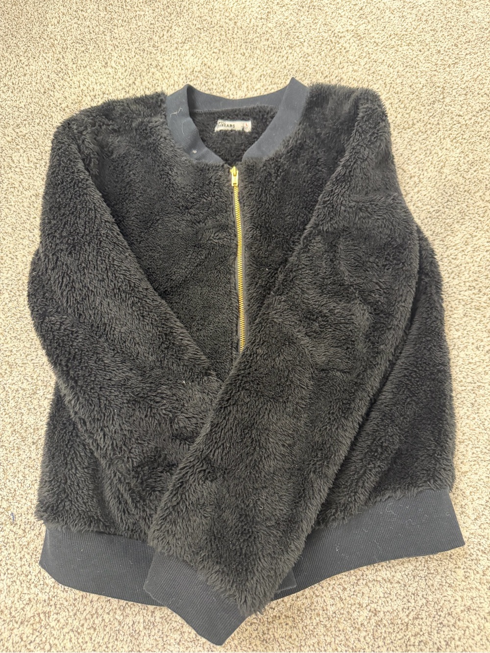 Epic Threads Black Faux Fur Jacket with Gold Zipper